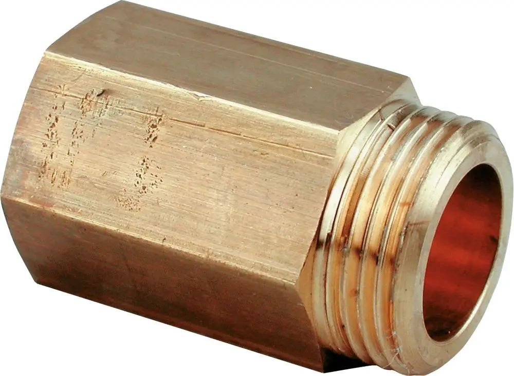 Messinganschlussstück von Bosch mit geriffeltem Innengewinde und sechseckigem Außendurchmesser, geeignet für verschiedene Installationsanwendungen.